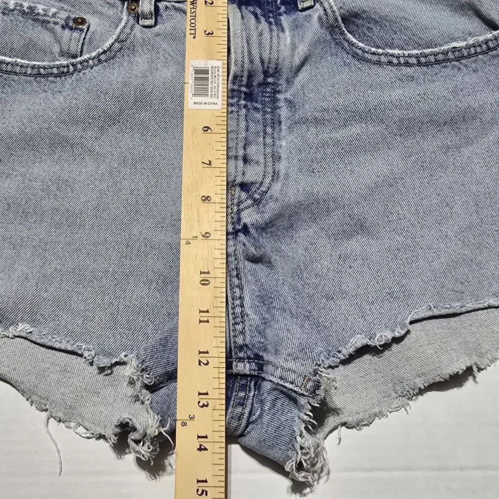 Zara Women's 8 High Rise Button Fly Distressed Frayed Denim Shorts